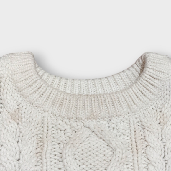 12-18 Months Baby Gap Cream Cable Knit and Denim Dress - Picture 3 of 4